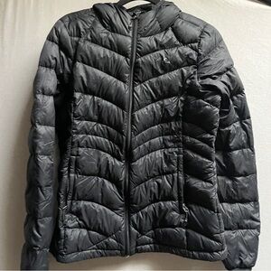 Paradox Black Duck Down Quilted Puffer Jacket Hooded Lightweight Coat Womens M